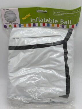 Jumbo Inflatable Ball 32" White Volleyball Style For Indoor/Outdoor Fun